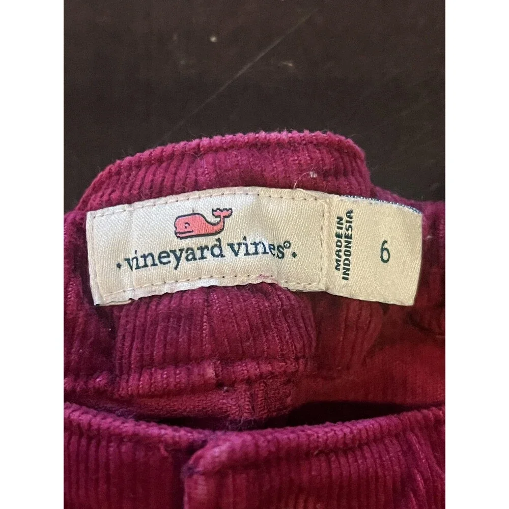 Vineyard Vines Pants Girls 6 Pink Corduroy Adjustable Waist Raw Hem Stretch